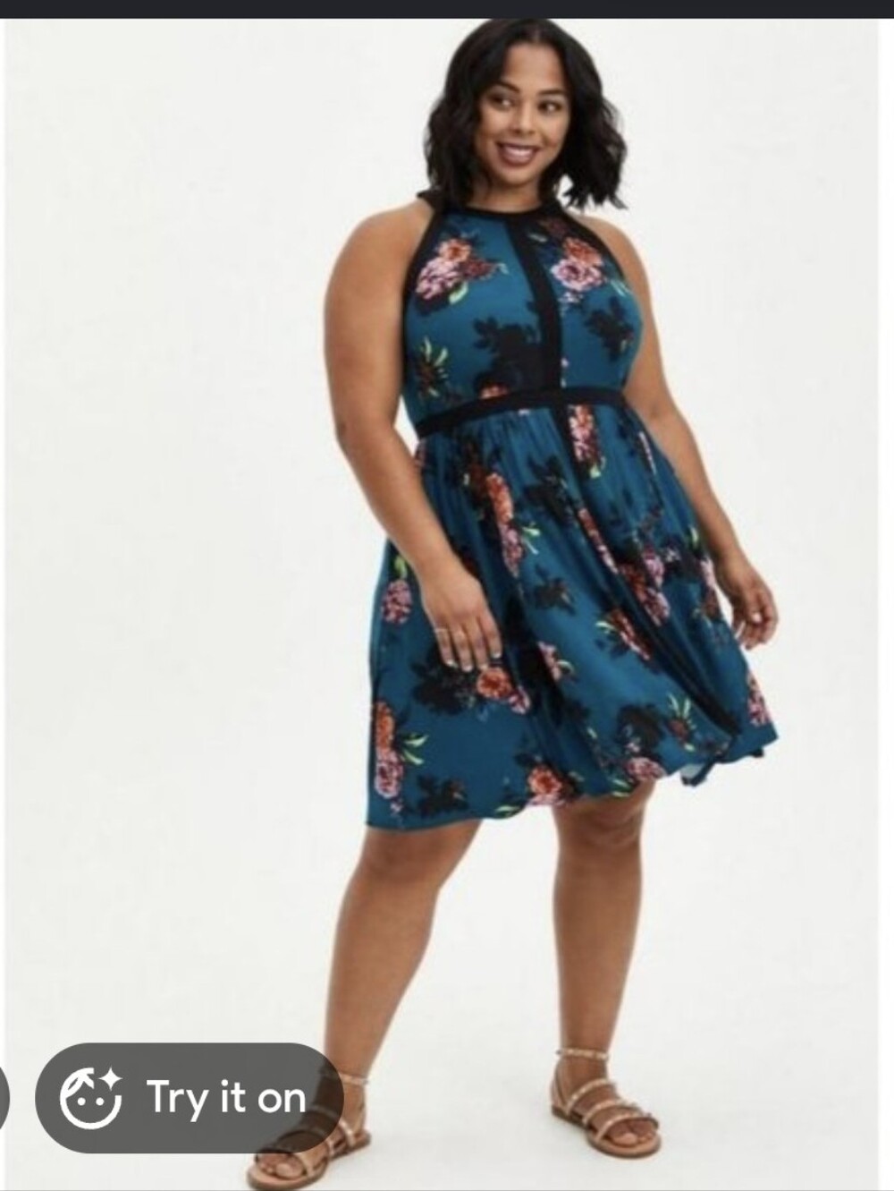 NWT torrid Teal Floral Halter Dress